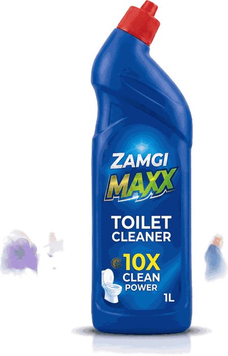 ZAMGI MAXX Toilet Cleaner 10X Clean Power, 1L blue bottle with red cap